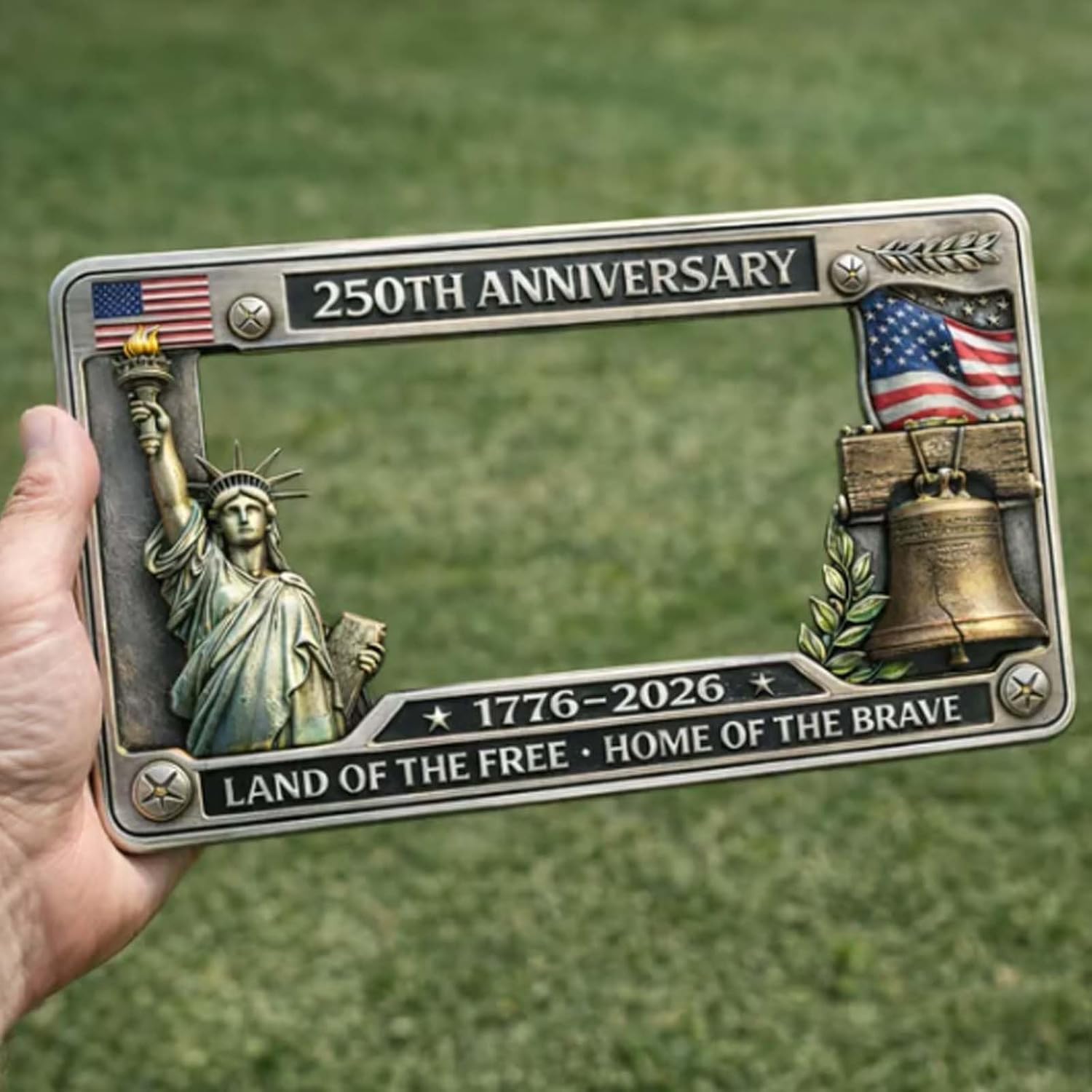 🇺🇸 250th Anniversary License Plate Frame | Aluminum Patriotic Standard Car Plate Holder