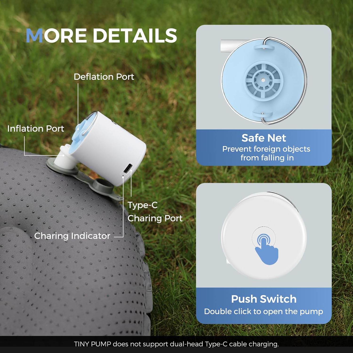 🪺 Mini Rechargeable Electric Air Pump | Portable Fast Inflator Deflator  |  Take a camping lantern.