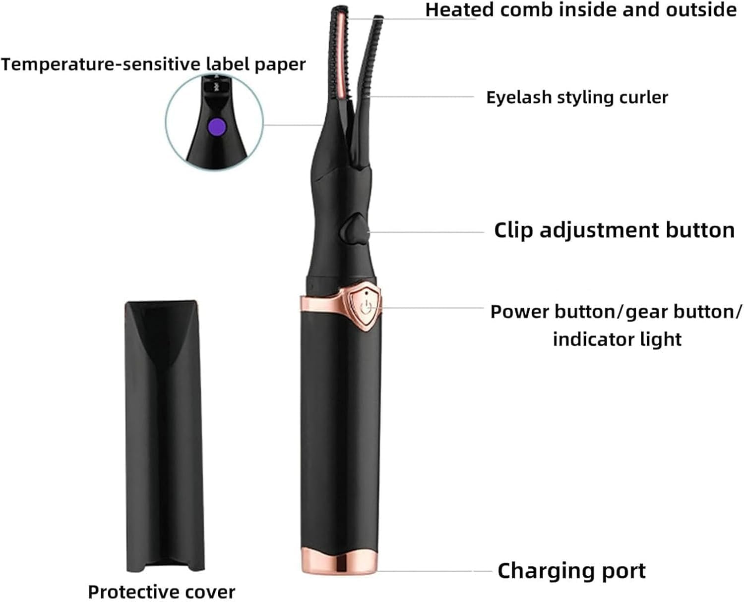 👁️ Heated Eyelash Curler | USB Rechargeable 3-Temp Adjustable Electric Curler