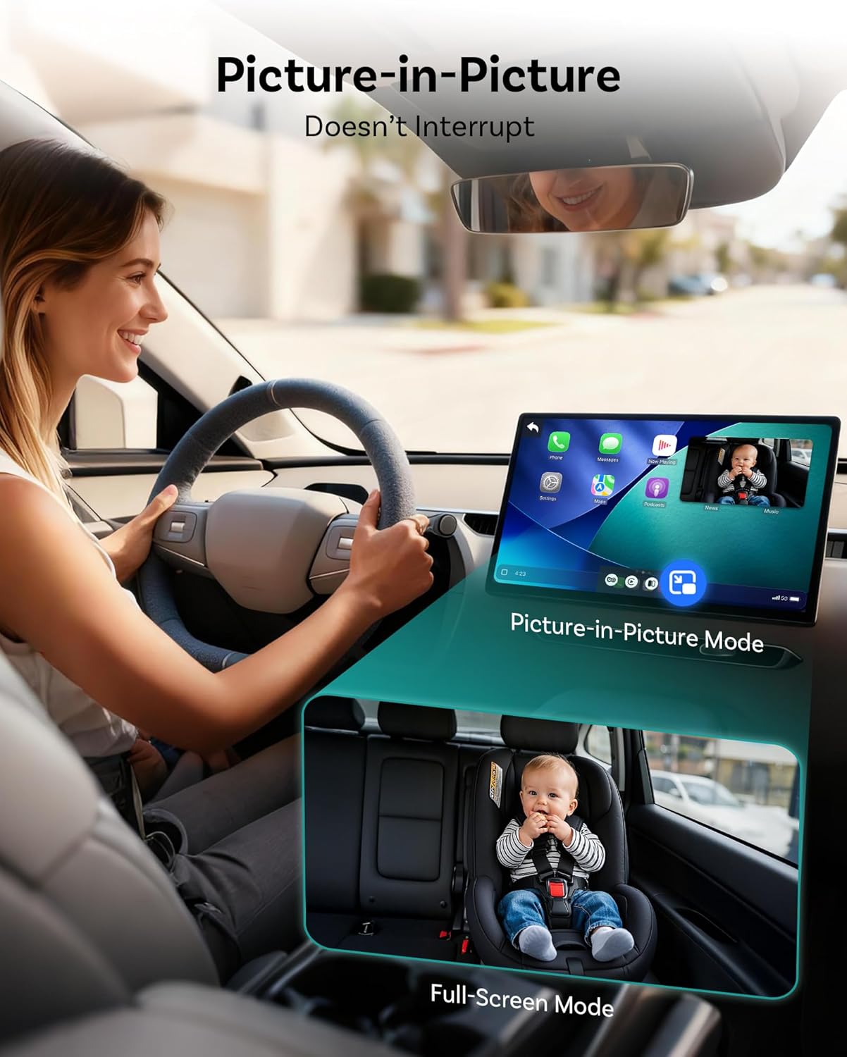 Car Baby Monitor Camera with Wireless CarPlay Adapter 📹👶