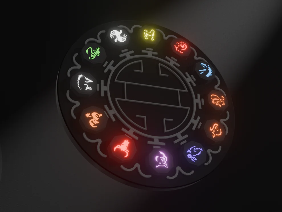 Awakening Totem - Chinese Zodiac Talisman & Bagua Display Base (LED Installable) 🐉🔮