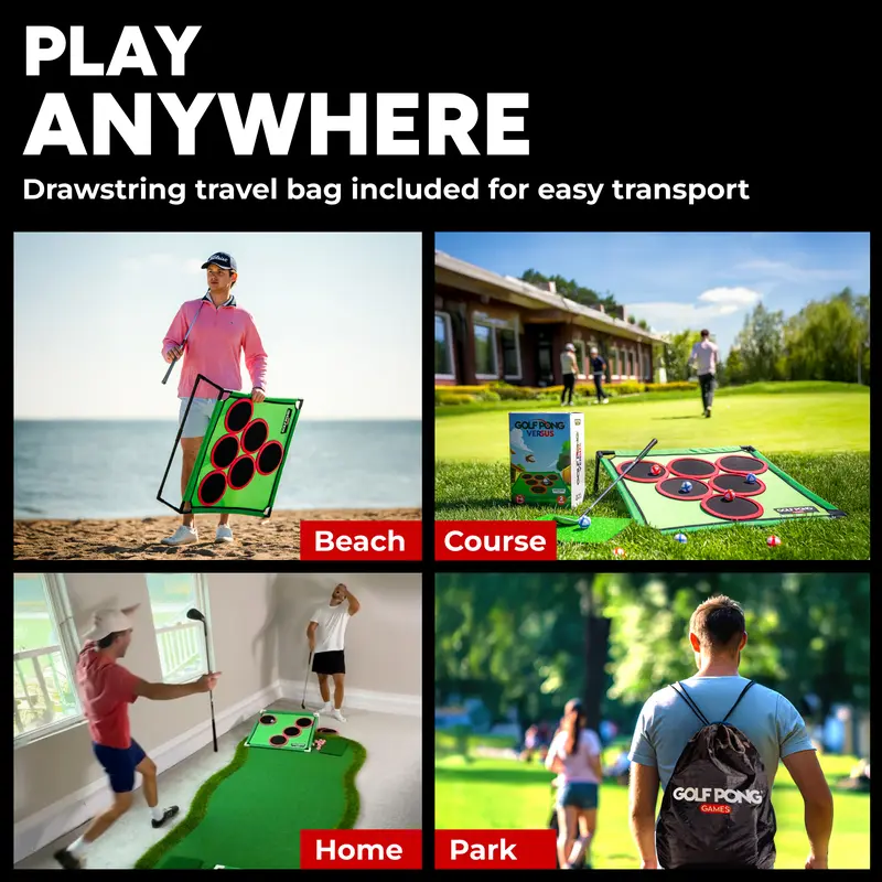 ⛳🏓 Golf Pong Game Set - Indoor & Outdoor Adult Party Game | Portable Golf-Beer Pong Fusion