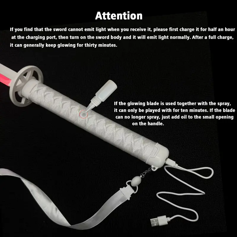 ❄️ LED Fogging Anime Katana Sword Set | Rechargeable Snow Sword with Sheath for Cosplay & Decor