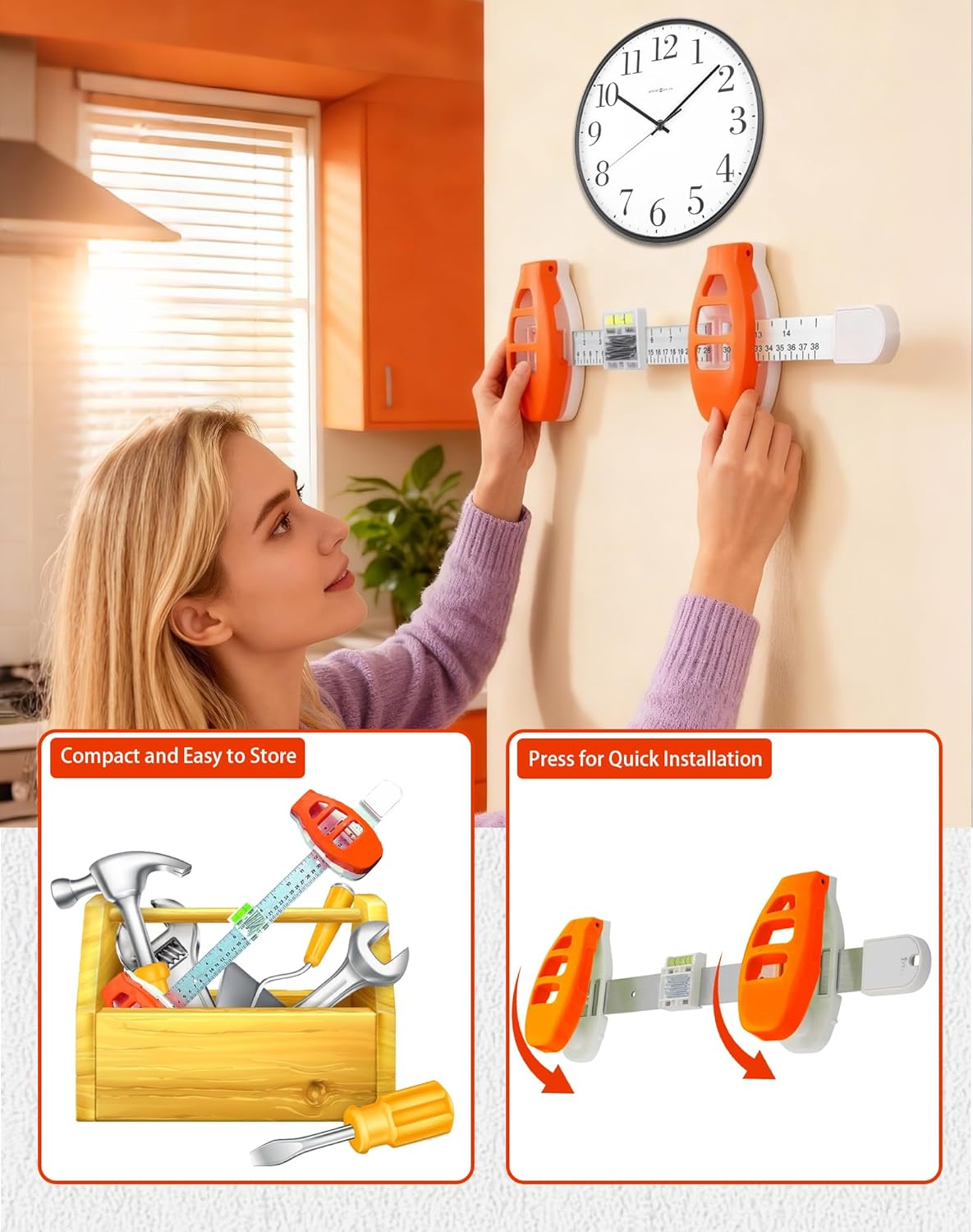 📐 3-in-1 Picture Hanging Tool with Leveler