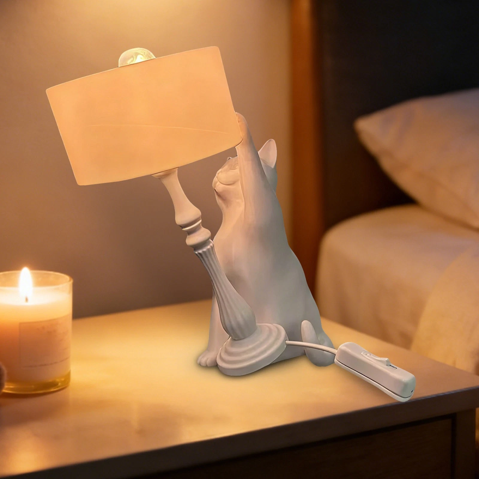😺 3D Art Naughty Cat Gravity Lamp | Creative Slant Cat Desk Lamp, Perfect Couple Gift