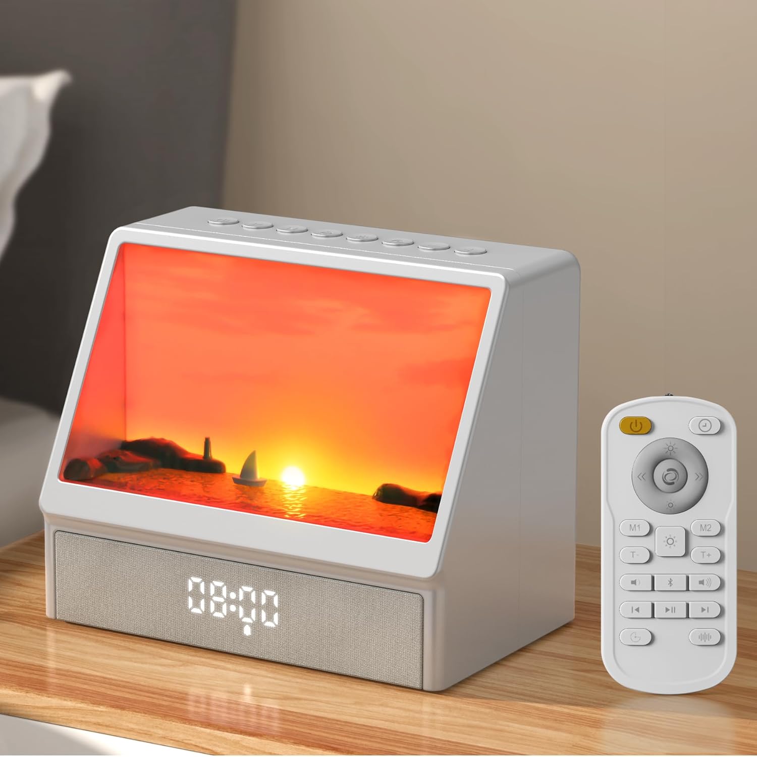 🌅 Sunrise Alarm Clock for Heavy Sleepers - White Noise, Bluetooth & Dimmable Night Light