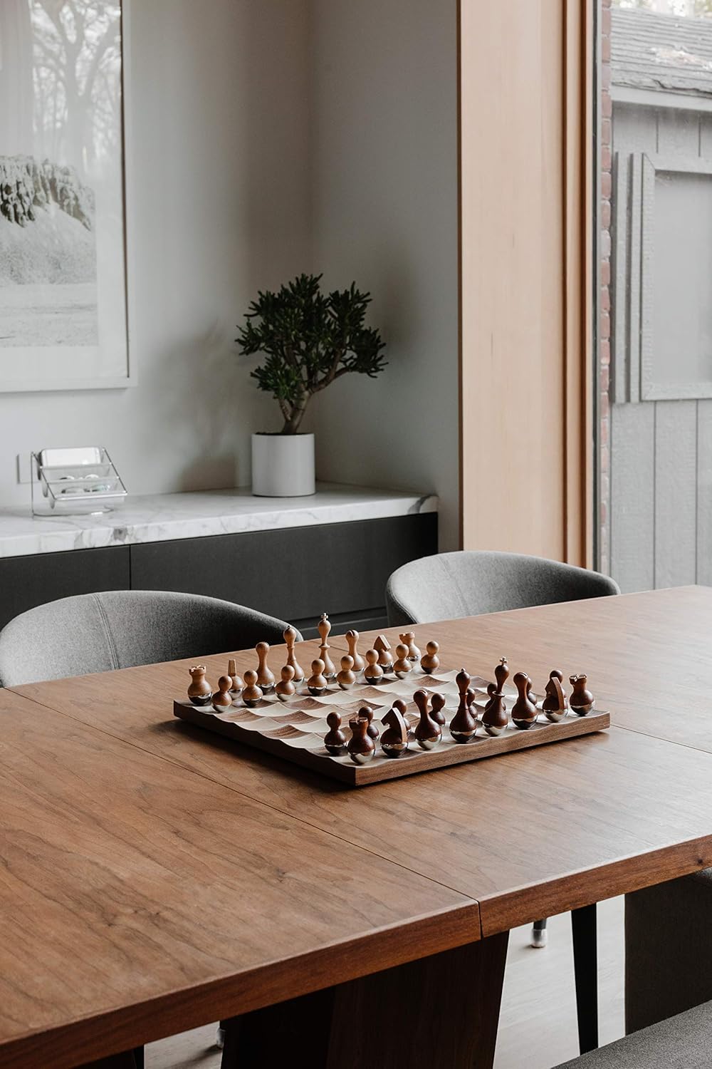 ♟️ Modern Wobble Chess Set | Premium Walnut & Maple Wood Strategy Game