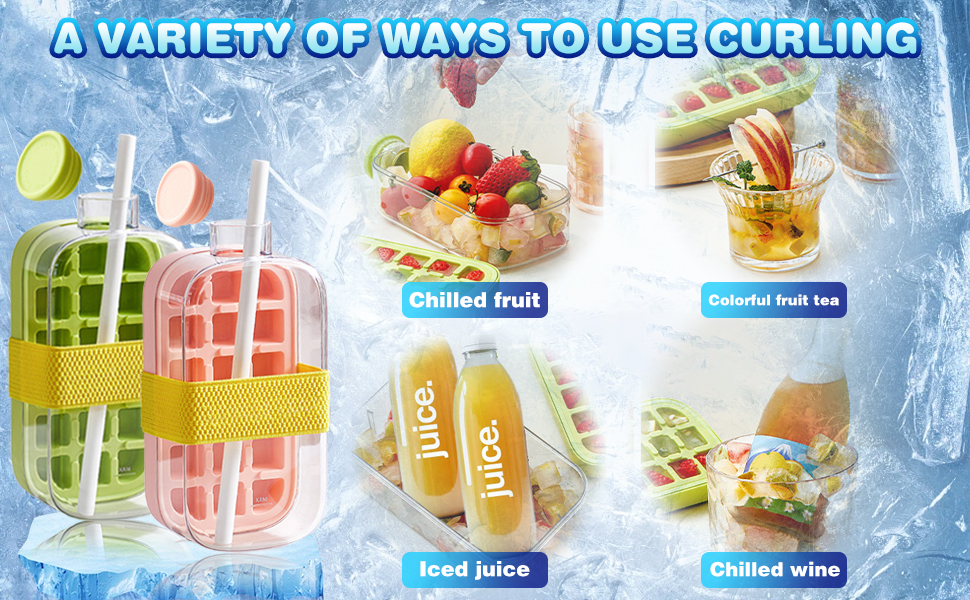 🧊 2-in-1 Ice Cube Water Bottle | No-Touch Ice Tray with Lid & Ice Storage Box, Silicone Press Ice Maker