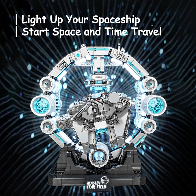🚀 Adult Spacecraft Building Set - Magnetic Levitation Starship with LED Lights | Space War Collectible & Gift