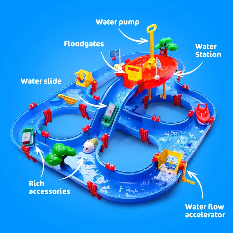 🌊 2-Tier Kids Water Play Table - 100PCS Water Park Set with Water Pump | Summer Outdoor Toy for Ages 3-8