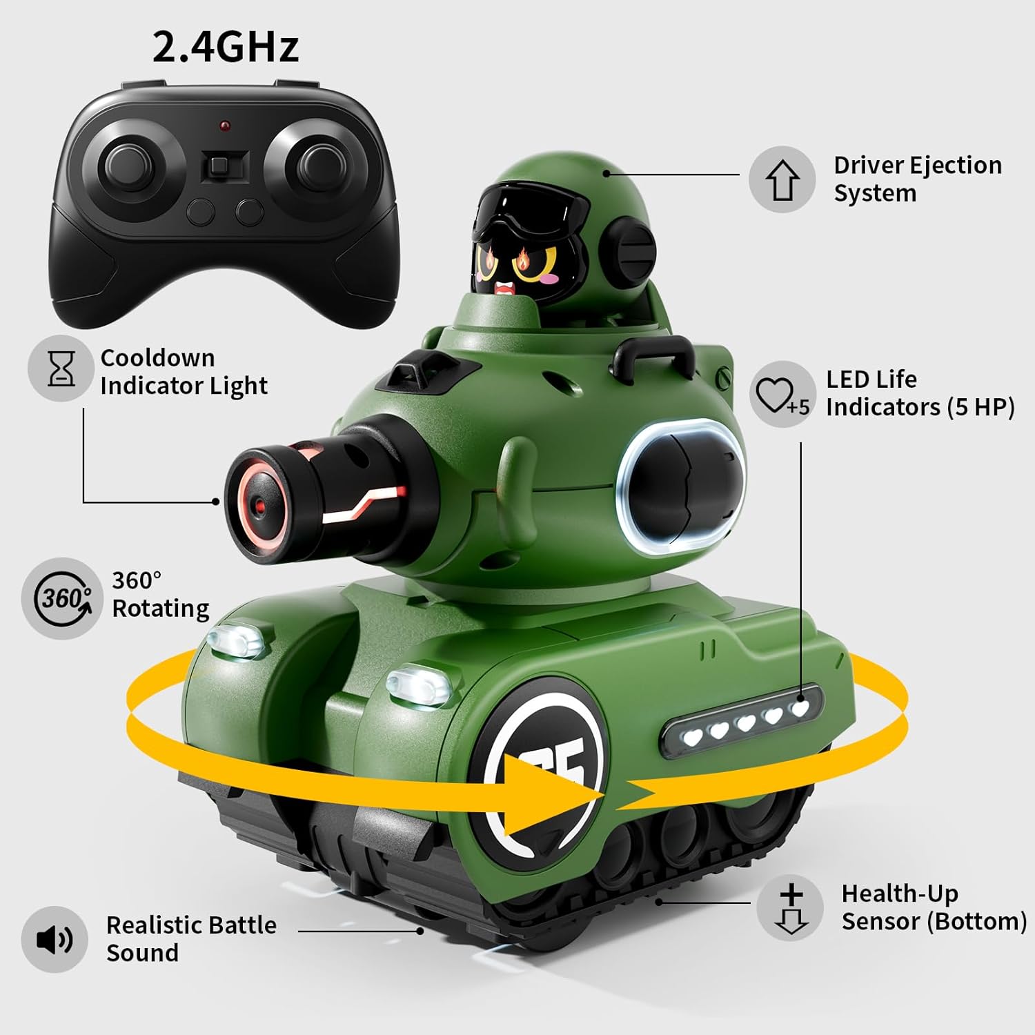 🚀 2-Pack Cartoon RC Battle Tanks with Laser Guns