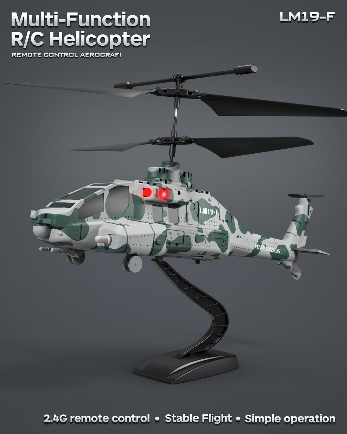 🚁 2.4GHz Military RC Helicopter with 10 Missiles | Altitude Hold, One Key Takeoff & LED Light