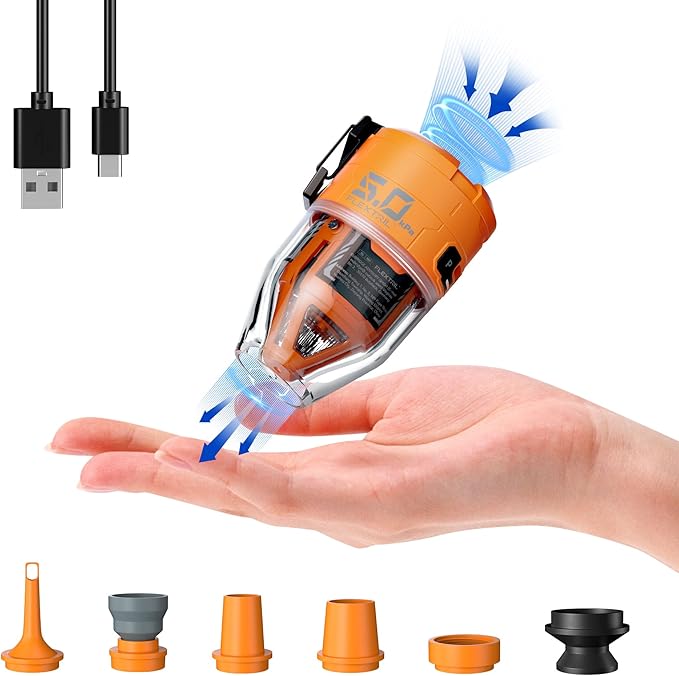 ⛺ Portable Rechargeable Air Pump with Camping Light | 5KPA Fast Inflator Deflator