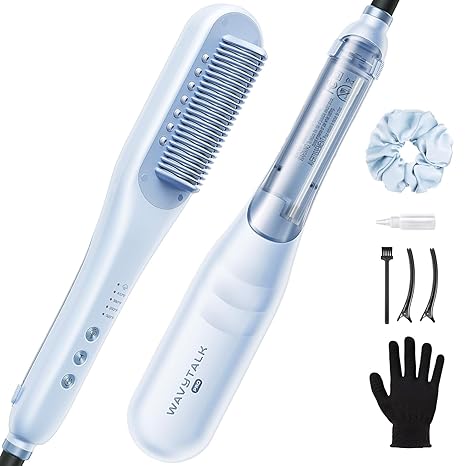 💇‍♀️ 3-in-1 Steam Hair Straightener Brush | Hydrating Anti-Frizz Straightening Comb