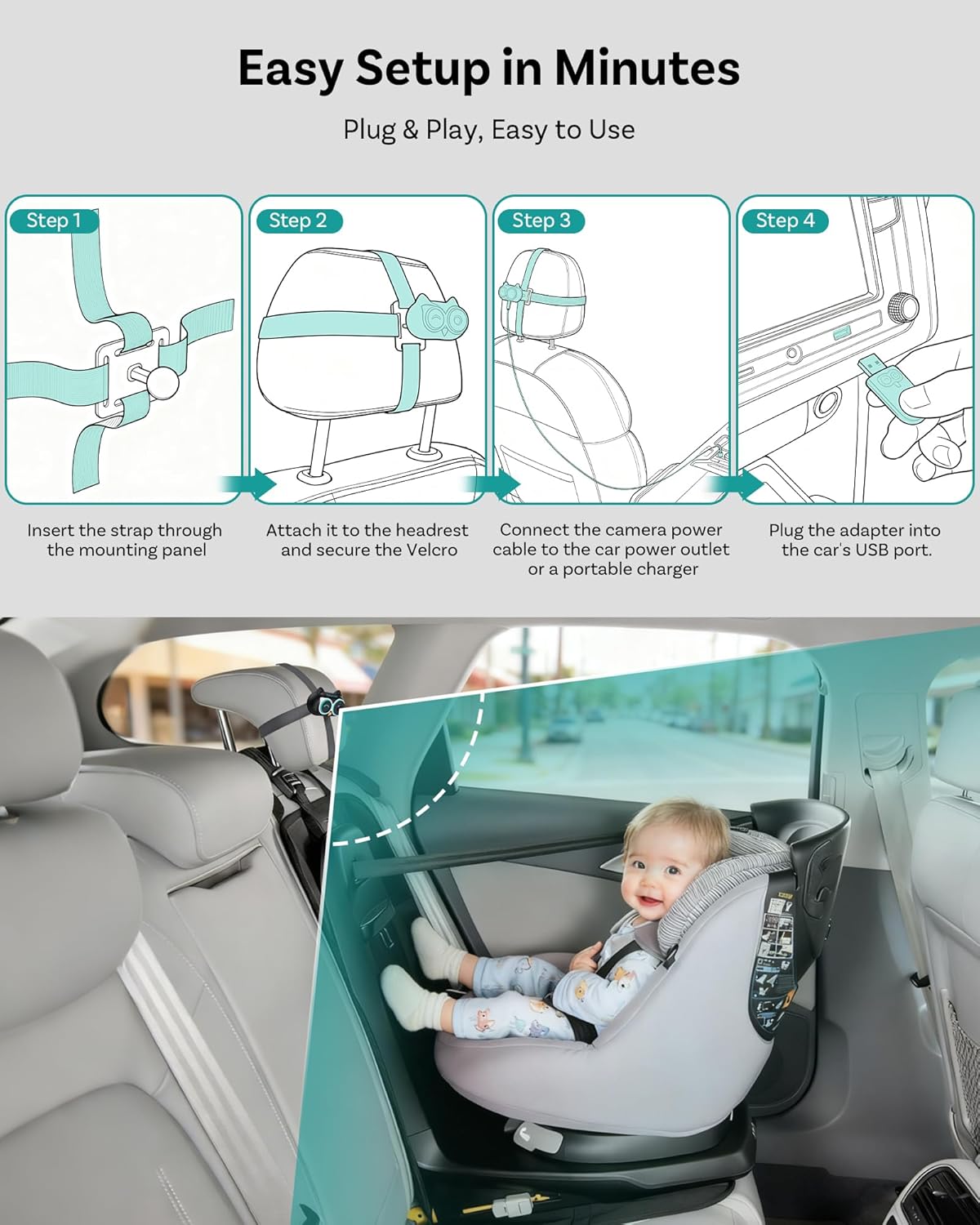 Car Baby Monitor Camera with Wireless CarPlay Adapter 📹👶