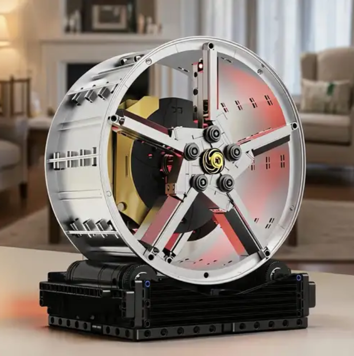 🏎️ Rotating Race Car Wheel - 578-Piece Racing Art Decor with LED Lighting