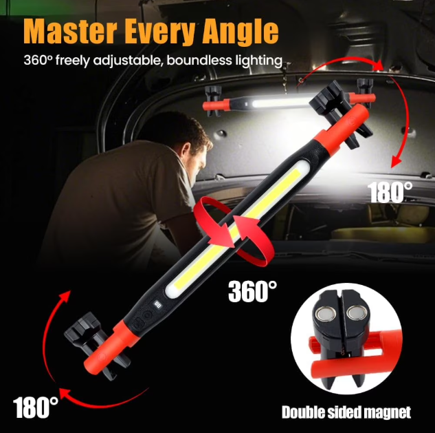 🔦 Magnetic Rechargeable LED Work Light Bar - Mechanic Garage Under-Hood Lighting Tool