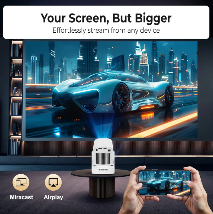📽️ Smart 1080P Projector with 4K Support | Auto Focus & Keystone Correction, WiFi6 Bluetooth Home Theater Projector