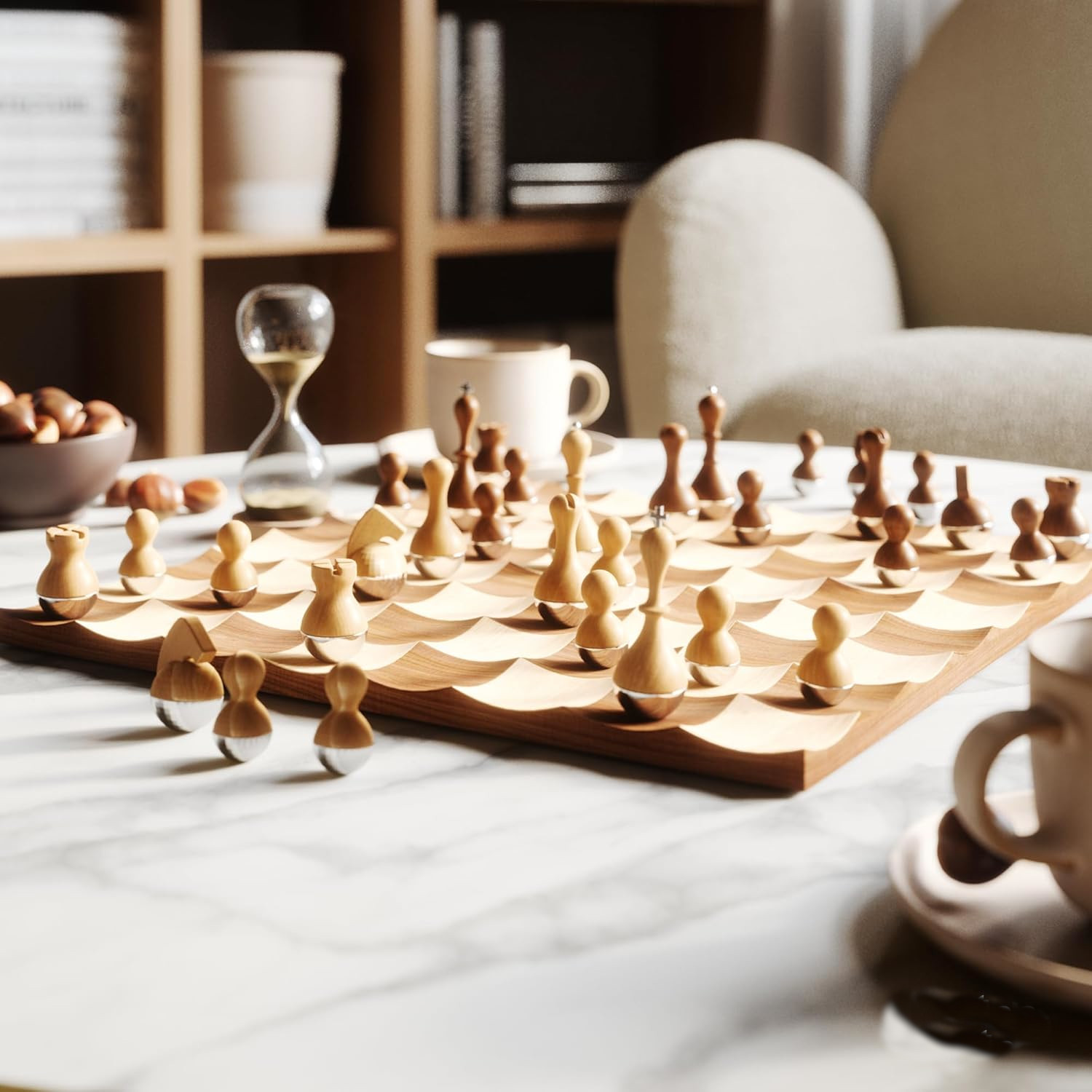 ♟️ Modern Wobble Chess Set | Premium Walnut & Maple Wood Strategy Game