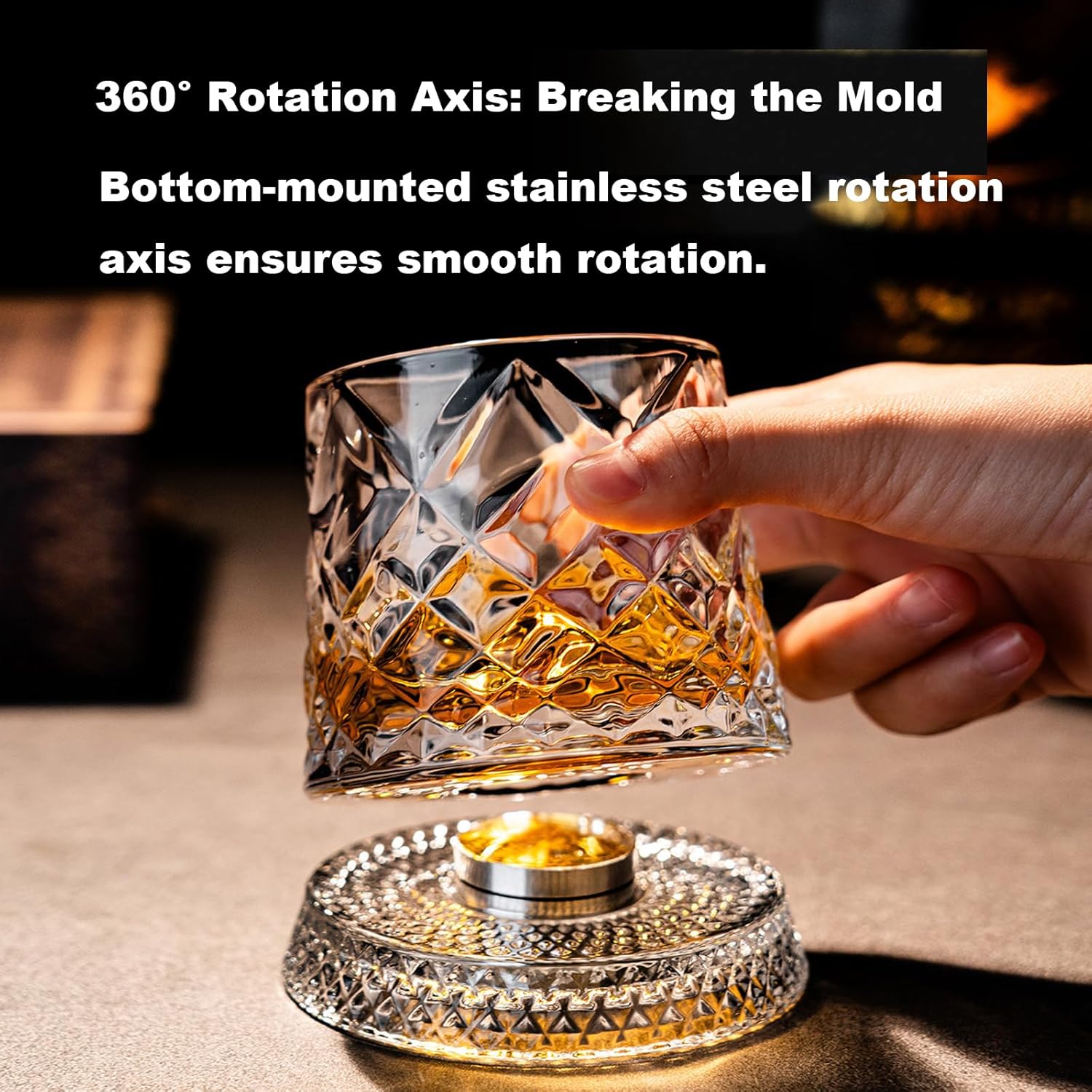 360 Degree Spinning Whiskey Glasses, Spinning Crystal Wine Glass With Stress Relief Function, Rotating Whiskey Glass, For Birthdays, Holidays, Father'S Day, Special Tasting Events (P8)