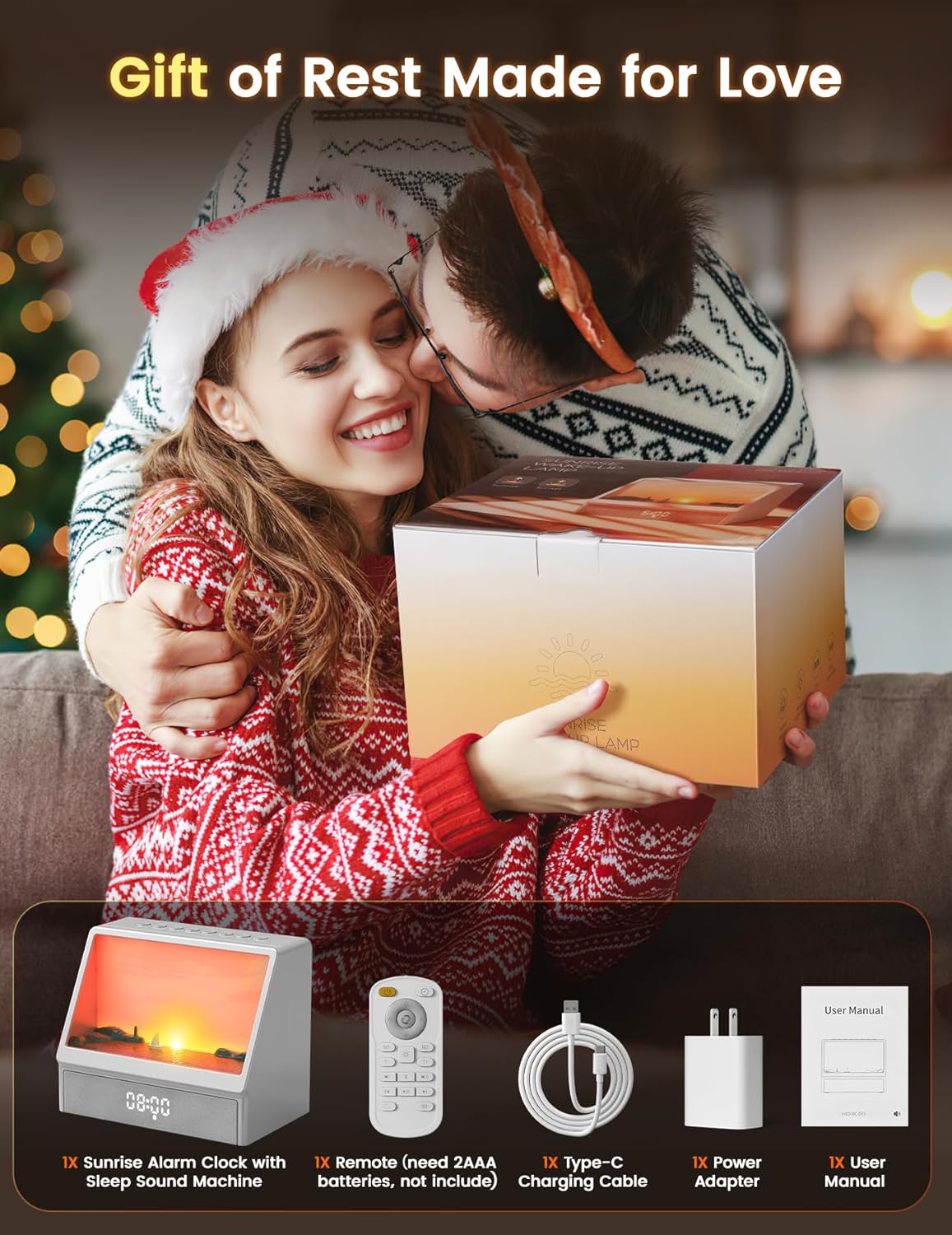 🌅 Sunrise Alarm Clock for Heavy Sleepers - White Noise, Bluetooth & Dimmable Night Light