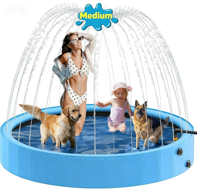🐾 Foldable Dog Pool with Sprinkler - Large Anti-Slip PVC Pet Bathtub for Outdoor/Backyard