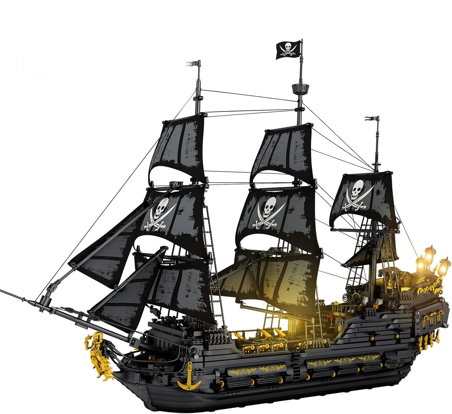 ⚓ Pirate Ship Building Set with LED Lights - Black Pearl Model 