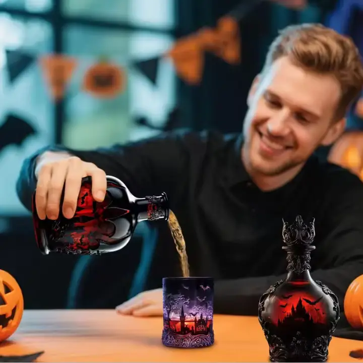 🦇 Gothic Whiskey Decanter Wholesale | Halloween Potion Glass Bottle