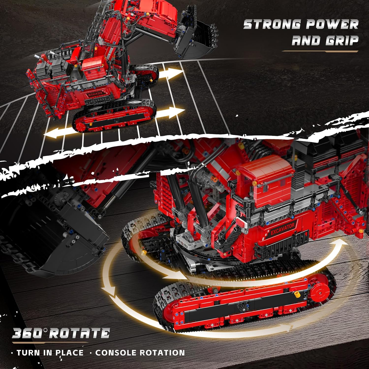 🧱 Red Excavator & Bulldozer Engineering Brick Set | App-Controlled Buildable Toy