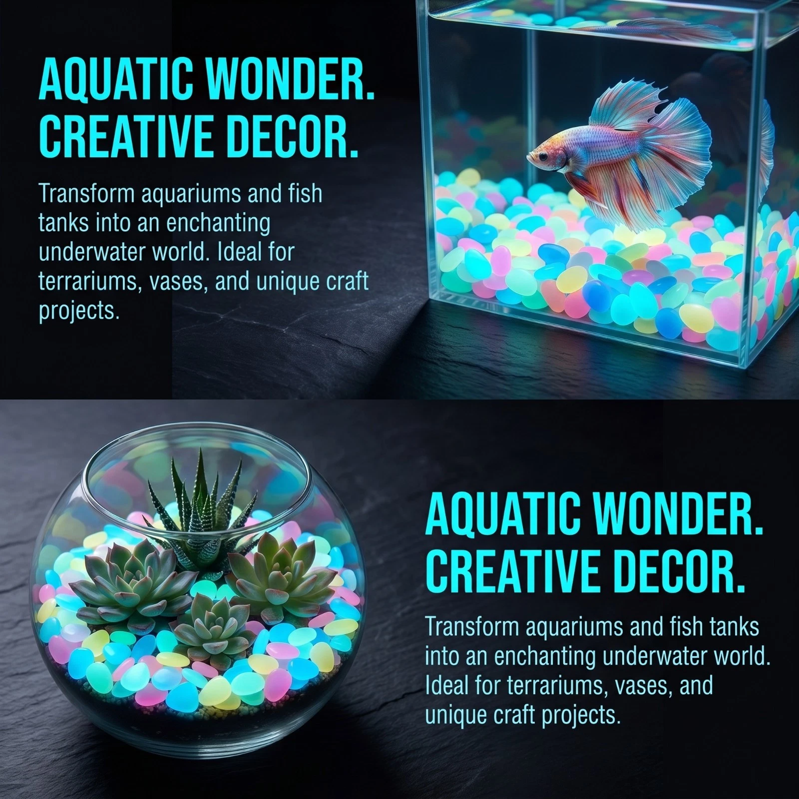 🌌 Glow In The Dark Pebbles | Luminous Decorative Stones