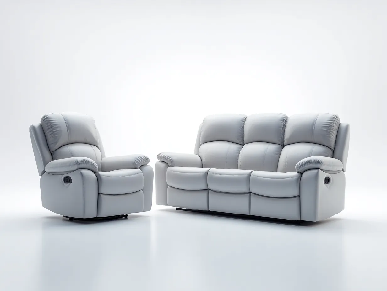 Relaxsofa Sets-Leder-Metall-Holz-208 x 104 x 109 cm-Weiß-Modern-Loftmyhaus