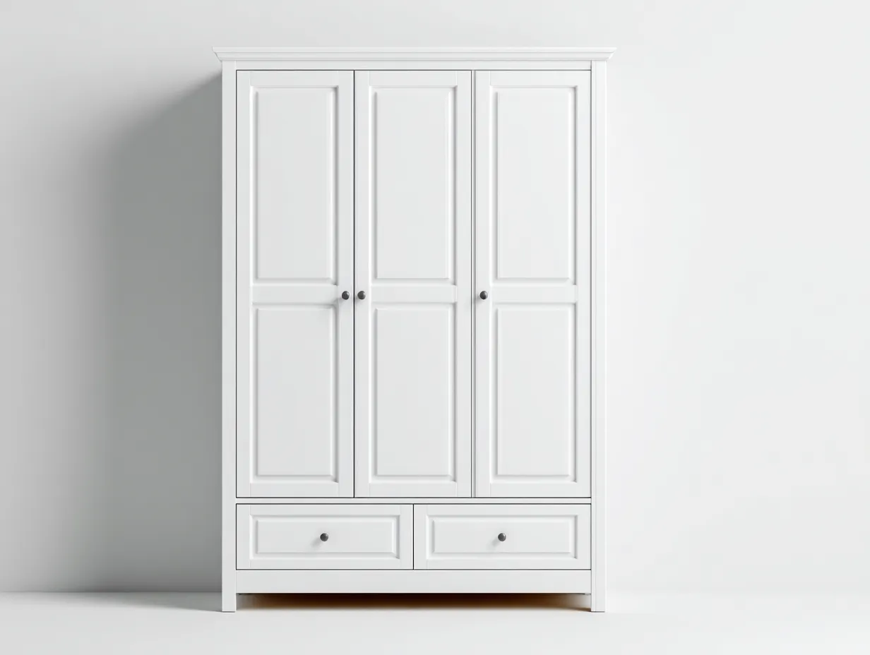 Kleiderschränke mit drei Türen - Holz-Metall - 136x60x198 cm - Weiß - Klassischer Stil-Loftmyhaus