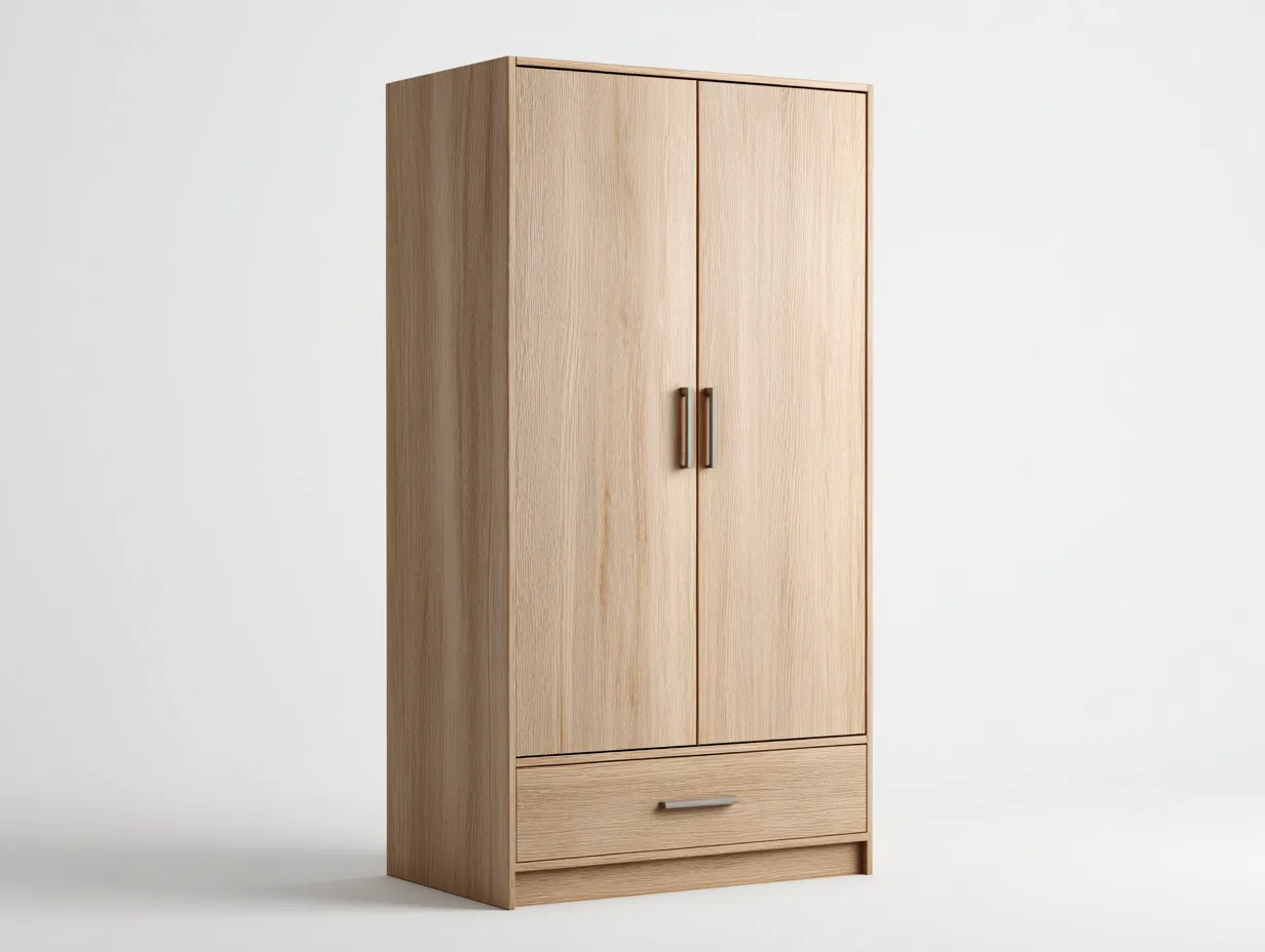 Kleiderschränke mit zwei Türen - Holz-Metall - 94x56x188 cm - Natur - Moderner Stil-Loftmyhaus