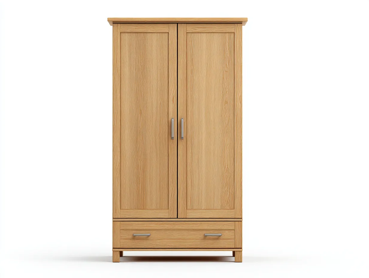 Kleiderschränke mit zwei Türen - Holz-Metall - 100x58x198 cm - Natur - Klassischer Stil-Loftmyhaus