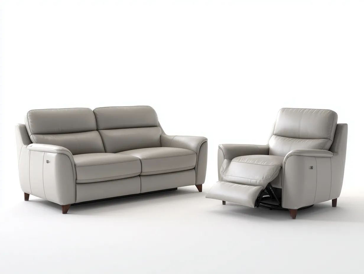 Relaxsofa Sets-Leder-Metall-Holz-184 x 101 x 105 cm-Beige-Modern-Loftmyhaus