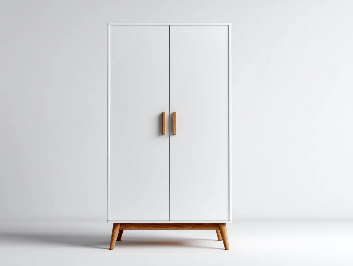 Kleiderschränke mit zwei Türen - Holz - 96x55x190 cm - Weiß-Natur - Skandinavischer Stil-Loftmyhaus