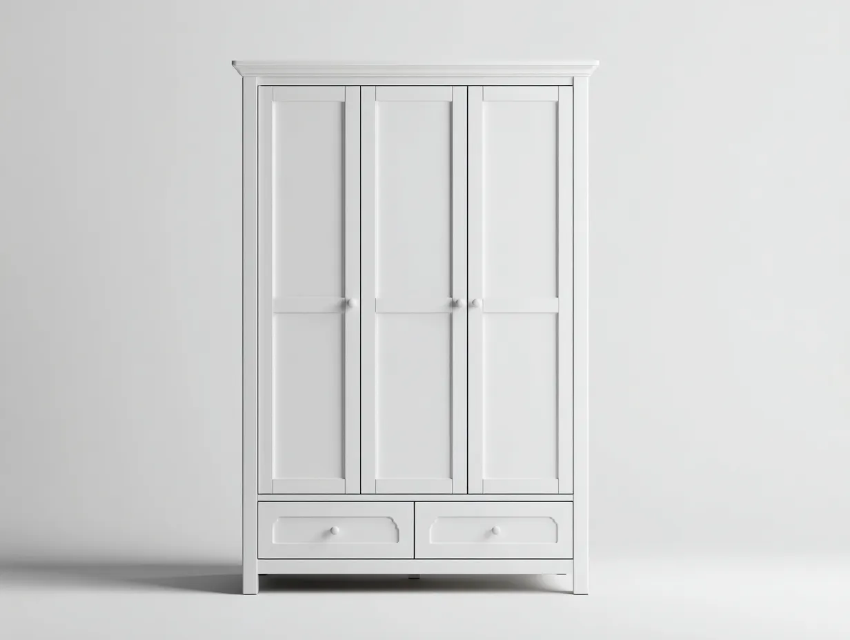 Kleiderschränke mit drei Türen - Holz-Metall - 130x58x195 cm - Weiß - Landhausstil-Loftmyhaus