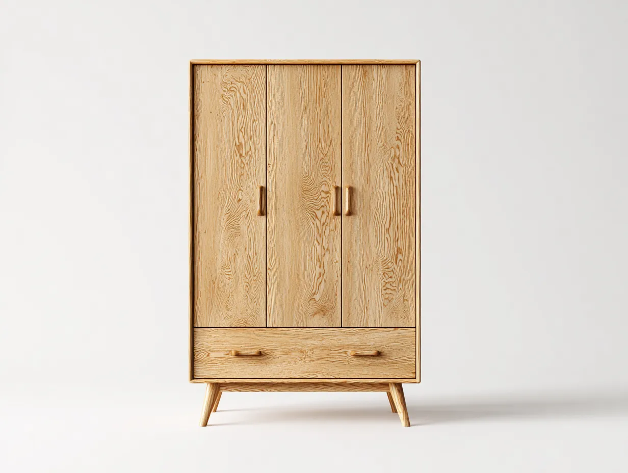 Kleiderschränke mit drei Türen - Holz - 118x58x182 cm - Natur - Skandinavischer Stil-Loftmyhaus