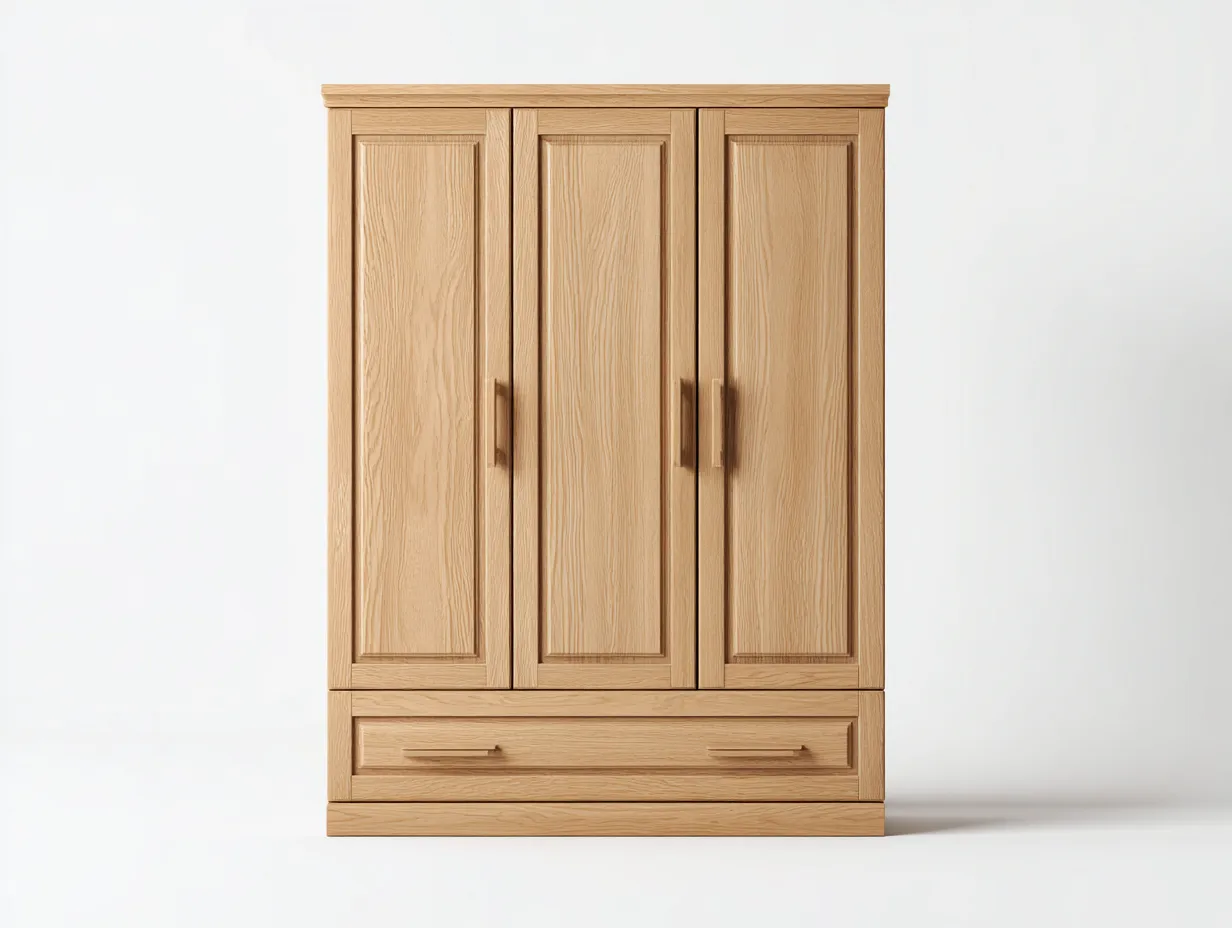 Kleiderschränke mit drei Türen - Holz - 126x60x190 cm - Natur - Klassischer Stil-Loftmyhaus