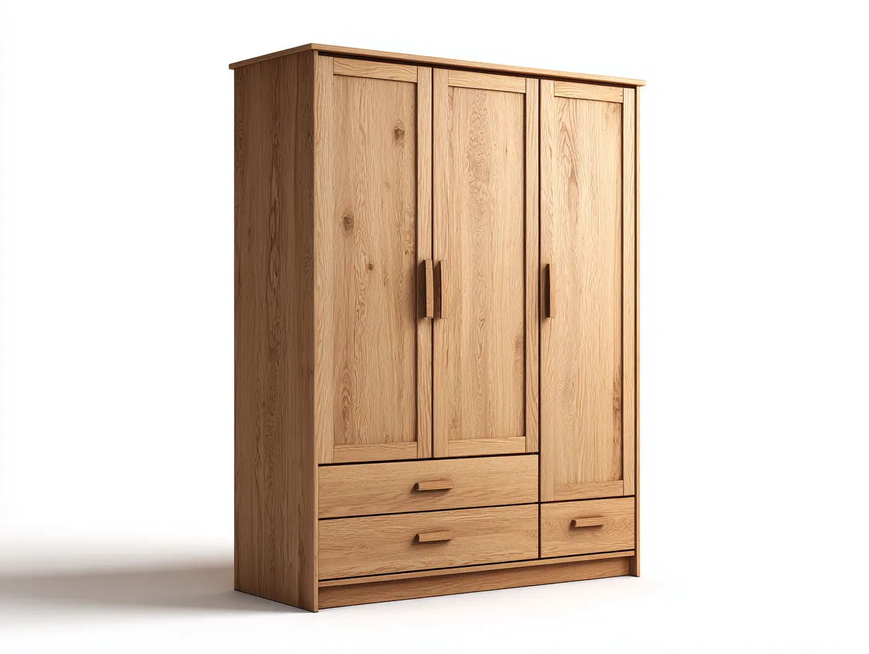 Kleiderschränke mit drei Türen - Holz - 138x62x196 cm - Natur - Zeitloser Stil-Loftmyhaus