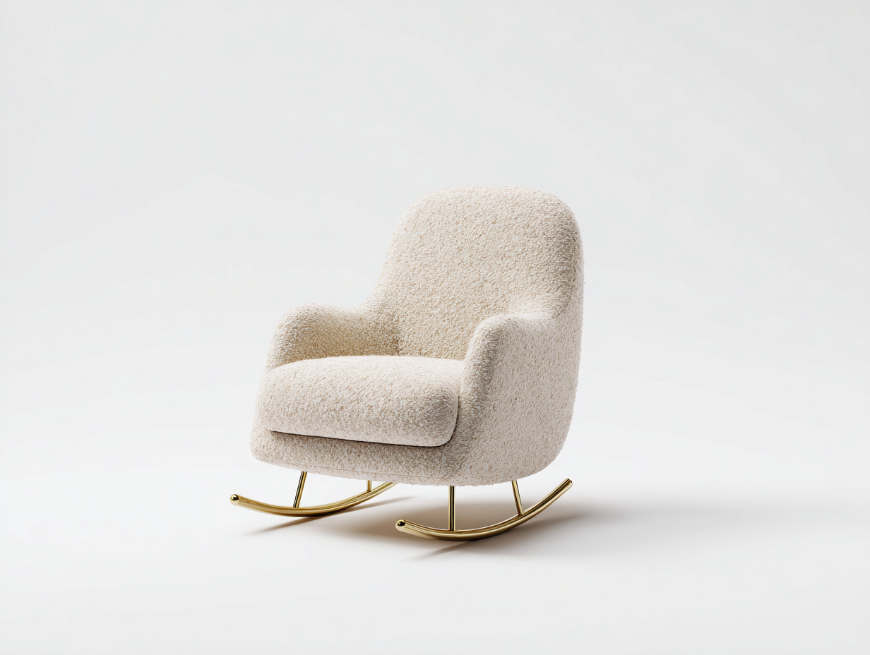 Mecedoras tapizadas con base metálica 80 x 72 x 92 cm color beige - mecedora para salón y dormitorio - diseño moderno elegante-Nookupmart