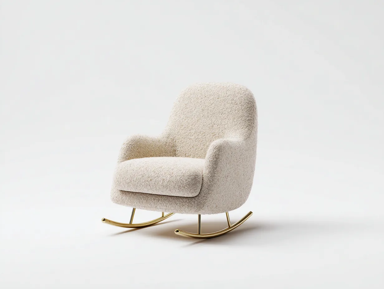 Mecedoras tapizadas con base metálica 80 x 72 x 92 cm color beige - mecedora para salón y dormitorio - diseño moderno elegante-Nookupmart