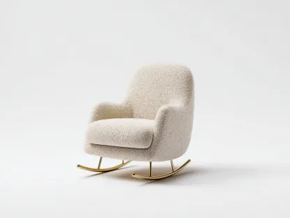 Mecedoras tapizadas con base metálica 80 x 72 x 92 cm color beige - mecedora para salón y dormitorio - diseño moderno elegante-Nookupmart