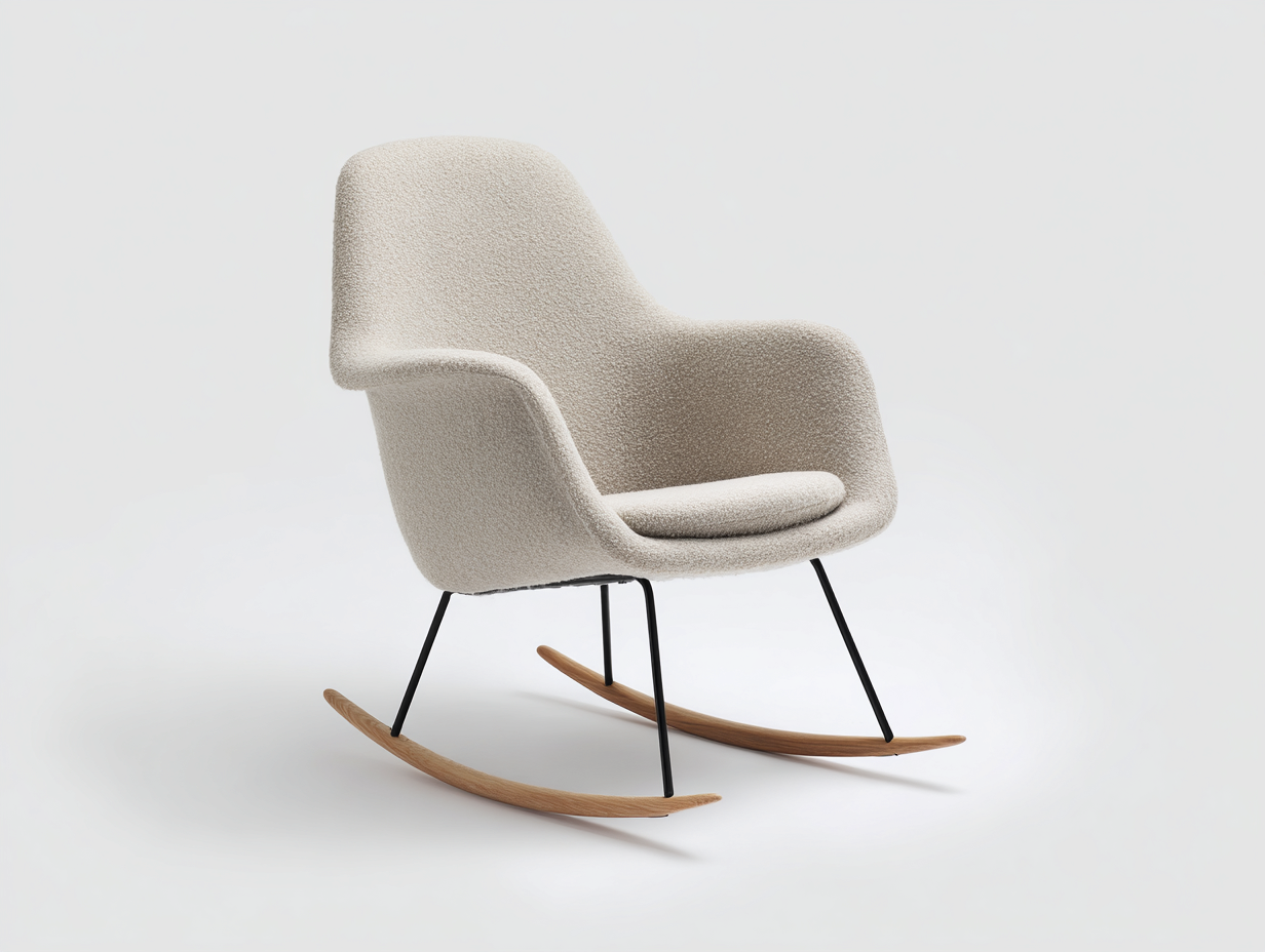 Mecedoras tapizadas con base de madera 82 x 72 x 96 cm color beige - mecedora para salón y dormitorio - diseño moderno cómodo-Nookupmart