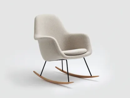 Mecedoras tapizadas con base de madera 82 x 72 x 96 cm color beige - mecedora para salón y dormitorio - diseño moderno cómodo-Nookupmart