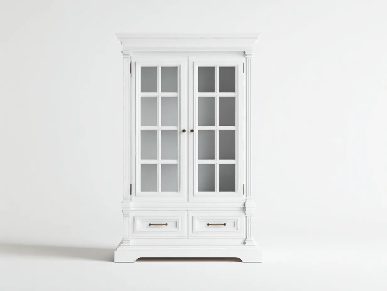 Vitrinen-Holzwerkstoff-Glas-92x41x198 cm-Weiß-Klassischer Landhausstil-Loftgethut