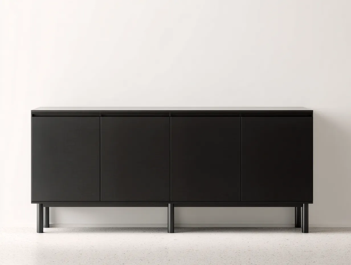 Dielenschränke-Holzwerkstoff-Metall-114x40x77 cm-Schwarz-Moderner Stil-Loftgethut