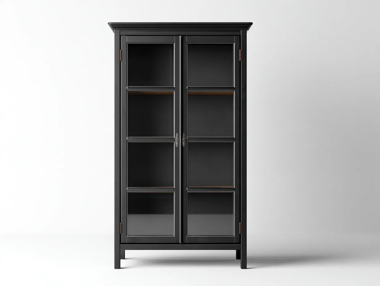 Vitrinen-Holz-Glas-98x44x185 cm-Schwarz-Modernes Design-Loftgethut