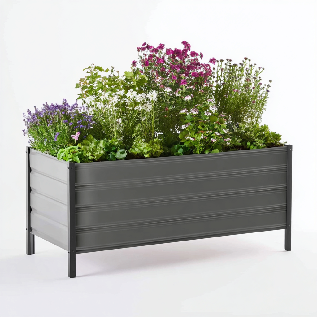 Pflanzgefäß - Metall - 120x60x75 cm - Grau - Modernes Design-Oakupshop