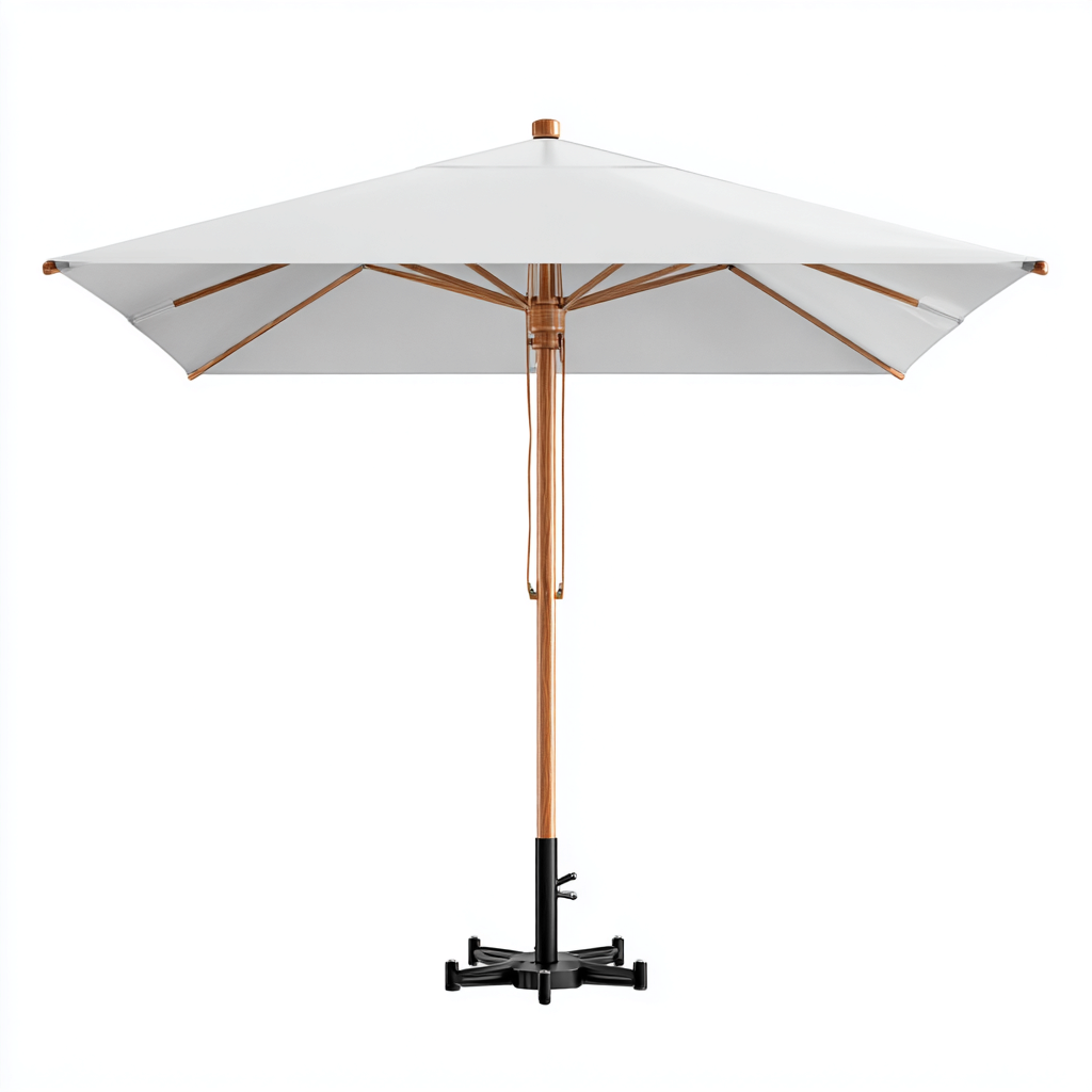 Gartenschirm Polyester 275x275x250 cm - Weiß - Holzoptik-Oakupshop